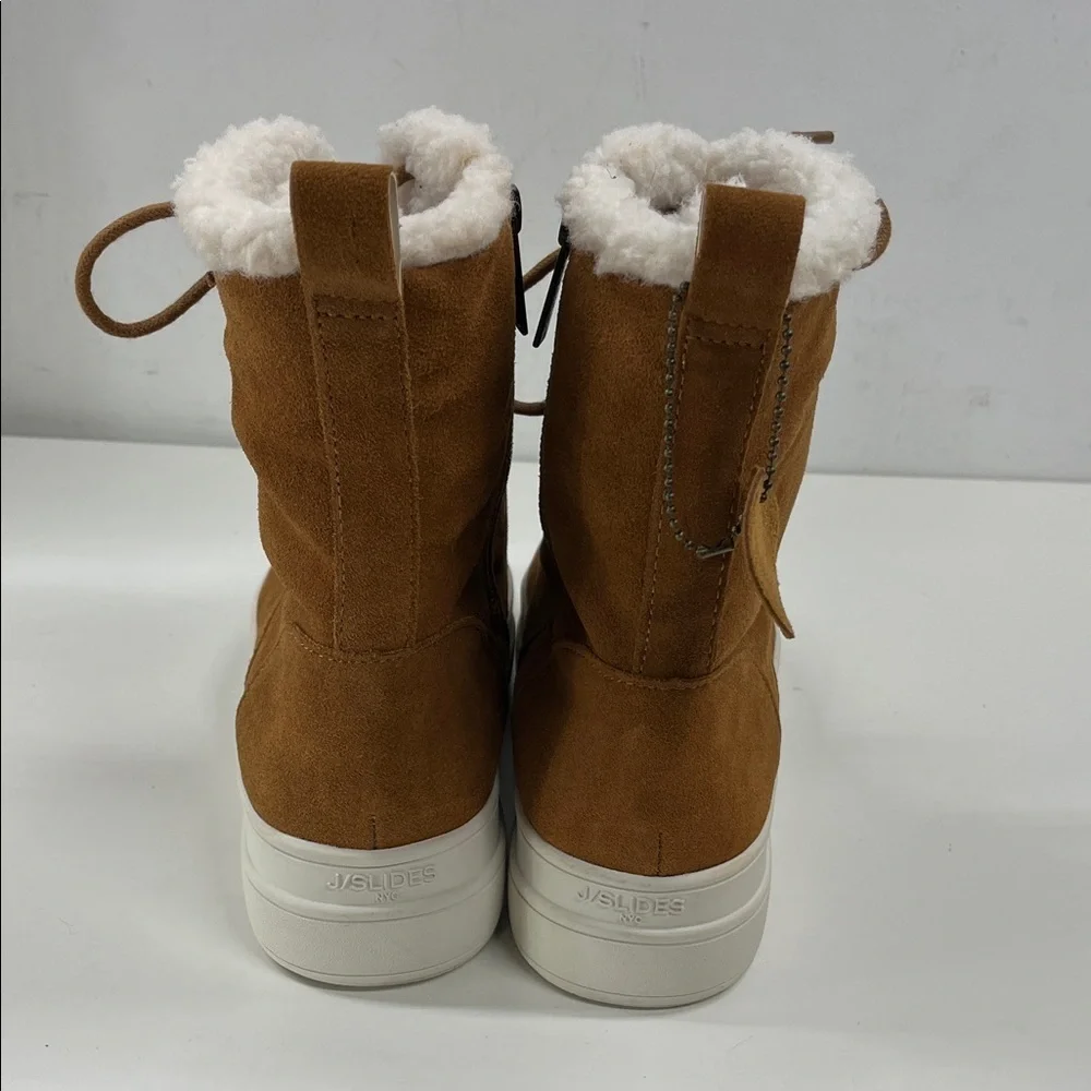 New J/Slides Torrie Cognac Waterproof Lined Leather Sneaker Boots Size 8.5